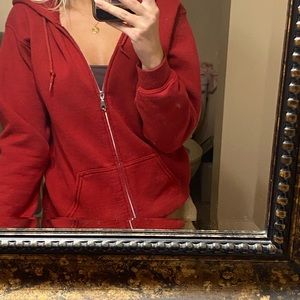 Red Oversized Zip-Up